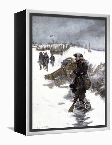 Valley Forge Soldier on Picket Duty in the Snow, Awaiting His Relief Shift, American Revolution-null-Framed Premier Image Canvas