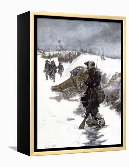 Valley Forge Soldier on Picket Duty in the Snow, Awaiting His Relief Shift, American Revolution-null-Framed Premier Image Canvas