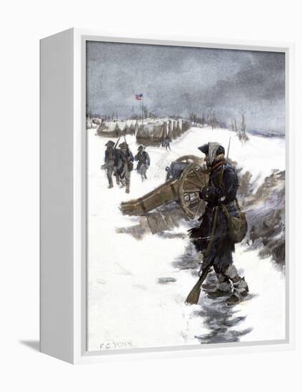 Valley Forge Soldier on Picket Duty in the Snow, Awaiting His Relief Shift, American Revolution-null-Framed Premier Image Canvas
