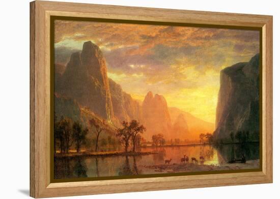 Valley in Yosemite-Albert Bierstadt-Framed Stretched Canvas