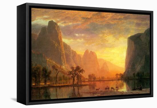 Valley in Yosemite-Albert Bierstadt-Framed Stretched Canvas