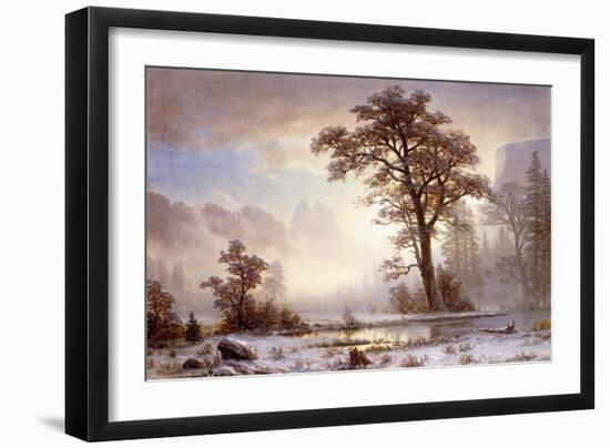Valley of the Yosemite - Snow Fall-Albert Bierstadt-Framed Giclee Print