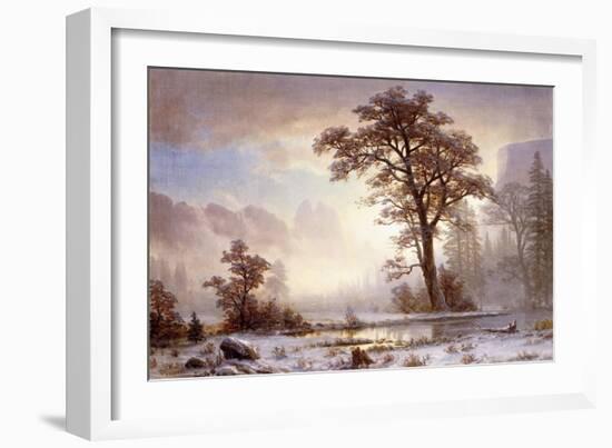 Valley of the Yosemite - Snow Fall-Albert Bierstadt-Framed Giclee Print