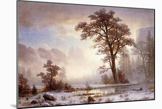 Valley of the Yosemite -Snow Fall-Albert Bierstadt-Mounted Giclee Print