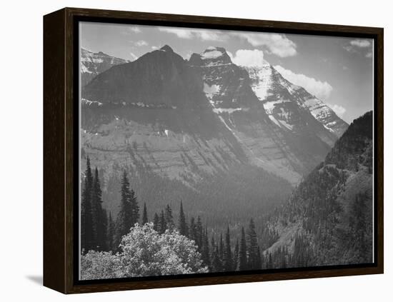 Valley Snow Covered Mountains In Background "In Glacier National Park" Montana. 1933-1942-Ansel Adams-Framed Stretched Canvas