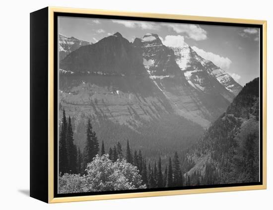 Valley Snow Covered Mountains In Background "In Glacier National Park" Montana. 1933-1942-Ansel Adams-Framed Stretched Canvas