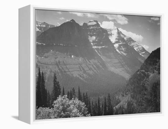 Valley Snow Covered Mountains In Background "In Glacier National Park" Montana. 1933-1942-Ansel Adams-Framed Stretched Canvas