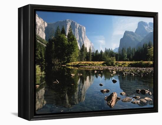 Valley View of El Capitan, Cathedral Rock, Merced River in Yosemite National Park, California, USA-Dee Ann Pederson-Framed Premier Image Canvas
