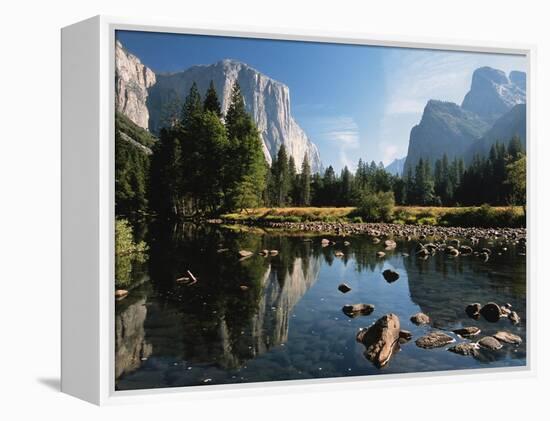 Valley View of El Capitan, Cathedral Rock, Merced River in Yosemite National Park, California, USA-Dee Ann Pederson-Framed Premier Image Canvas