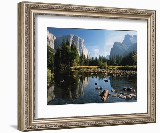 Valley View of El Capitan, Cathedral Rock, Merced River in Yosemite National Park, California, USA-Dee Ann Pederson-Framed Photographic Print