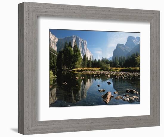 Valley View of El Capitan, Cathedral Rock, Merced River in Yosemite National Park, California, USA-Dee Ann Pederson-Framed Photographic Print