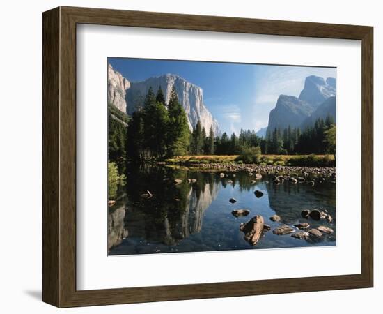 Valley View of El Capitan, Cathedral Rock, Merced River in Yosemite National Park, California, USA-Dee Ann Pederson-Framed Photographic Print