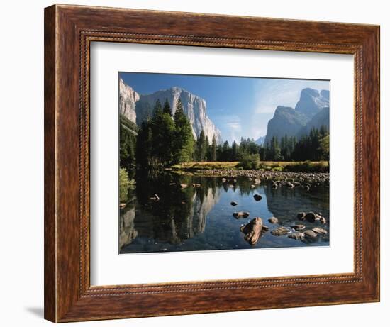 Valley View of El Capitan, Cathedral Rock, Merced River in Yosemite National Park, California, USA-Dee Ann Pederson-Framed Photographic Print