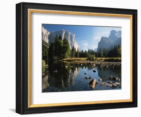 Valley View of El Capitan, Cathedral Rock, Merced River in Yosemite National Park, California, USA-Dee Ann Pederson-Framed Photographic Print