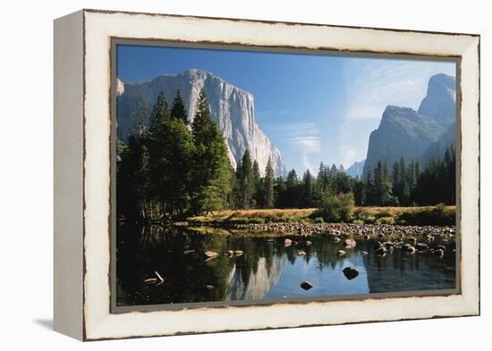 Valley View of El Capitan, Cathedral Rock, Merced River in Yosemite National Park, California, USA-Dee Ann Pederson-Framed Premier Image Canvas