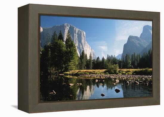 Valley View of El Capitan, Cathedral Rock, Merced River in Yosemite National Park, California, USA-Dee Ann Pederson-Framed Premier Image Canvas