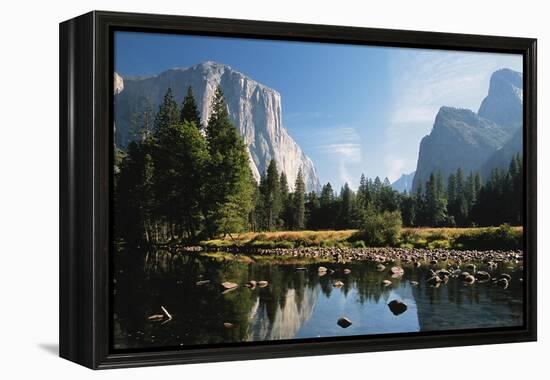 Valley View of El Capitan, Cathedral Rock, Merced River in Yosemite National Park, California, USA-Dee Ann Pederson-Framed Premier Image Canvas