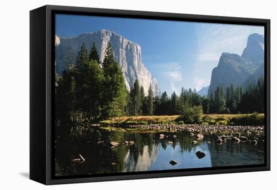 Valley View of El Capitan, Cathedral Rock, Merced River in Yosemite National Park, California, USA-Dee Ann Pederson-Framed Premier Image Canvas