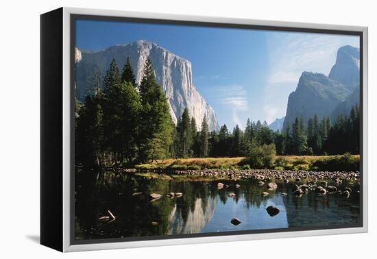 Valley View of El Capitan, Cathedral Rock, Merced River in Yosemite National Park, California, USA-Dee Ann Pederson-Framed Premier Image Canvas