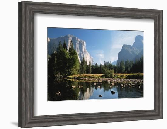 Valley View of El Capitan, Cathedral Rock, Merced River in Yosemite National Park, California, USA-Dee Ann Pederson-Framed Photographic Print