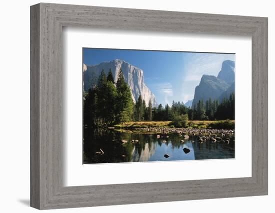 Valley View of El Capitan, Cathedral Rock, Merced River in Yosemite National Park, California, USA-Dee Ann Pederson-Framed Photographic Print