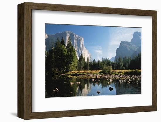 Valley View of El Capitan, Cathedral Rock, Merced River in Yosemite National Park, California, USA-Dee Ann Pederson-Framed Photographic Print