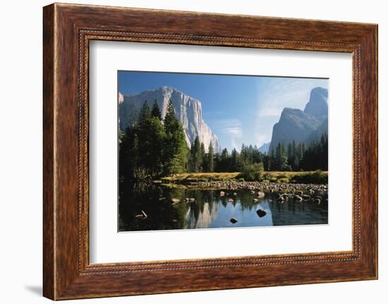 Valley View of El Capitan, Cathedral Rock, Merced River in Yosemite National Park, California, USA-Dee Ann Pederson-Framed Photographic Print