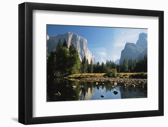 Valley View of El Capitan, Cathedral Rock, Merced River in Yosemite National Park, California, USA-Dee Ann Pederson-Framed Photographic Print