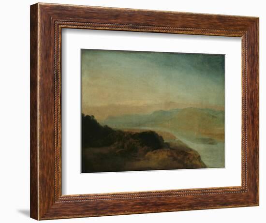 Valley with a Distant Bridge and Tower-J. M. W. Turner-Framed Giclee Print