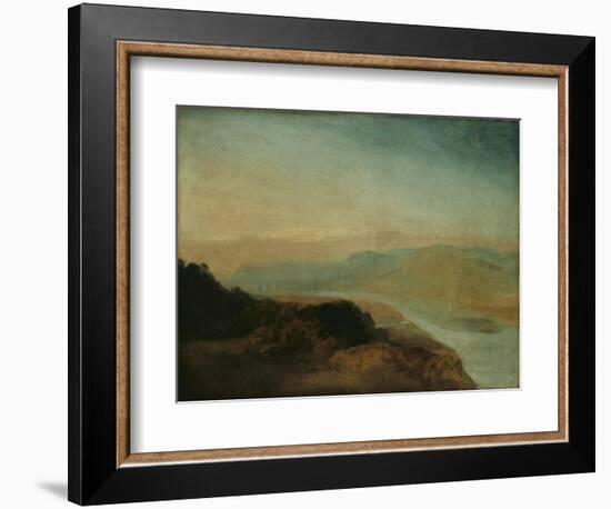 Valley with a Distant Bridge and Tower-J. M. W. Turner-Framed Giclee Print