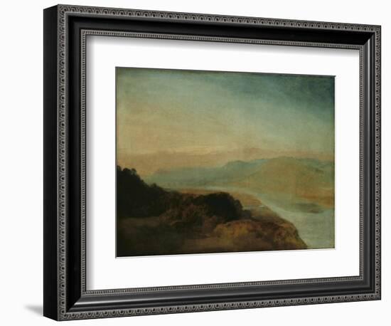 Valley with a Distant Bridge and Tower-J. M. W. Turner-Framed Giclee Print