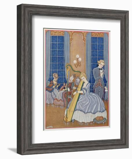 Valmont Seducing His Victim, Illustration from 'Les Liaisons Dangereuses'-Georges Barbier-Framed Giclee Print