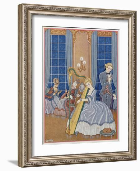 Valmont Seducing His Victim, Illustration from 'Les Liaisons Dangereuses'-Georges Barbier-Framed Giclee Print