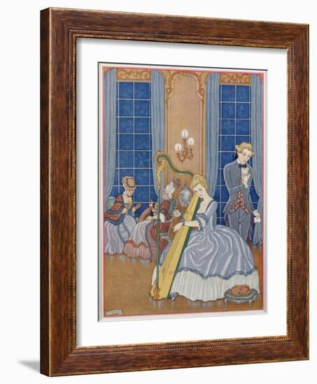 Valmont Seducing His Victim, Illustration from 'Les Liaisons Dangereuses'-Georges Barbier-Framed Giclee Print