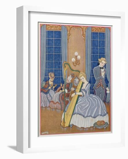 Valmont Seducing His Victim, Illustration from 'Les Liaisons Dangereuses'-Georges Barbier-Framed Giclee Print
