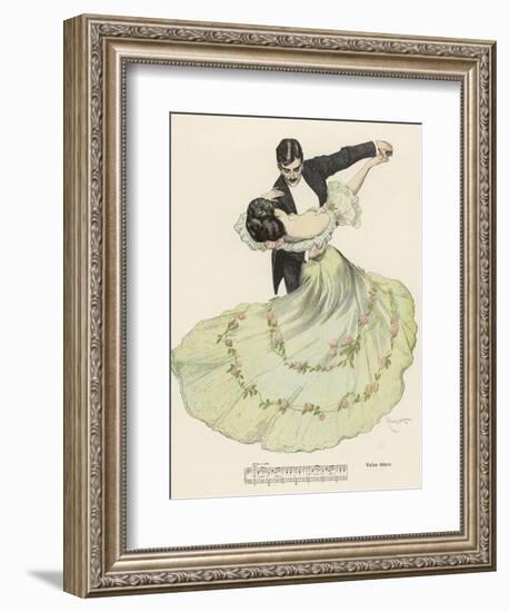 Valse Bleue, Her Wide Skirt Swirls Gracefully as Her Partner Leads Her Through a Passionate Waltz-Ferdinand Von Reznicek-Framed Photographic Print