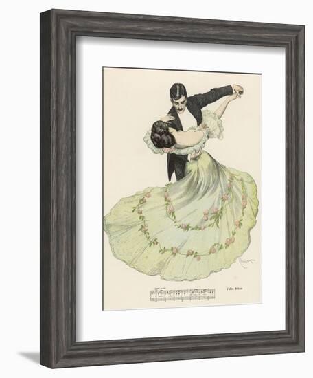 Valse Bleue, Her Wide Skirt Swirls Gracefully as Her Partner Leads Her Through a Passionate Waltz-Ferdinand Von Reznicek-Framed Photographic Print