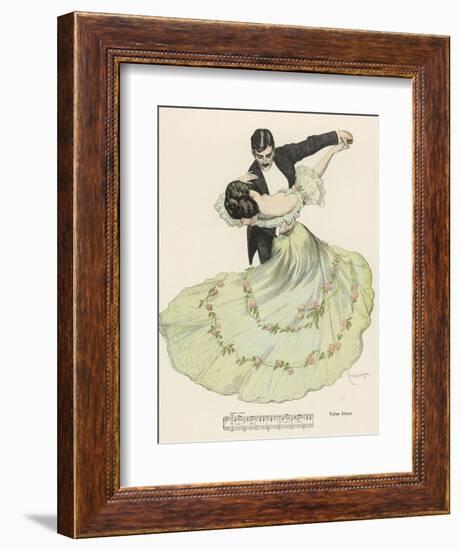 Valse Bleue, Her Wide Skirt Swirls Gracefully as Her Partner Leads Her Through a Passionate Waltz-Ferdinand Von Reznicek-Framed Photographic Print