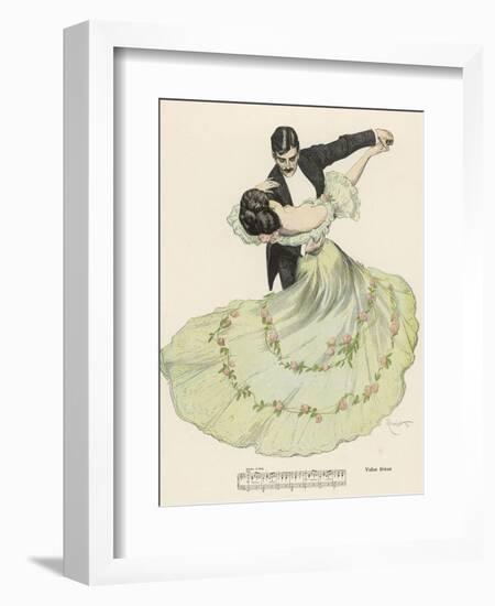 Valse Bleue, Her Wide Skirt Swirls Gracefully as Her Partner Leads Her Through a Passionate Waltz-Ferdinand Von Reznicek-Framed Photographic Print