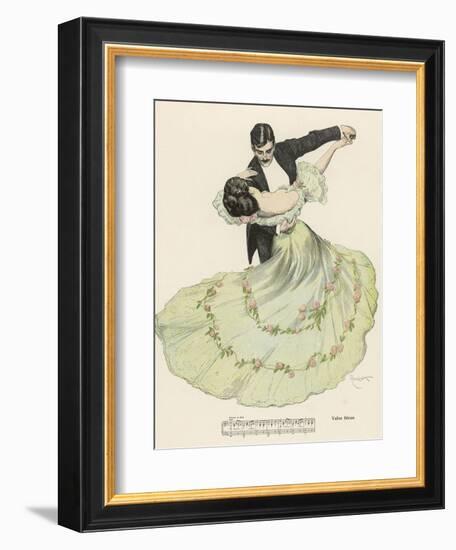 Valse Bleue, Her Wide Skirt Swirls Gracefully as Her Partner Leads Her Through a Passionate Waltz-Ferdinand Von Reznicek-Framed Photographic Print