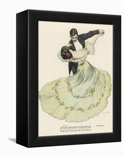 Valse Bleue, Her Wide Skirt Swirls Gracefully as Her Partner Leads Her Through a Passionate Waltz-Ferdinand Von Reznicek-Framed Premier Image Canvas