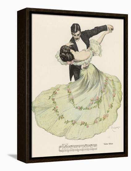 Valse Bleue, Her Wide Skirt Swirls Gracefully as Her Partner Leads Her Through a Passionate Waltz-Ferdinand Von Reznicek-Framed Premier Image Canvas