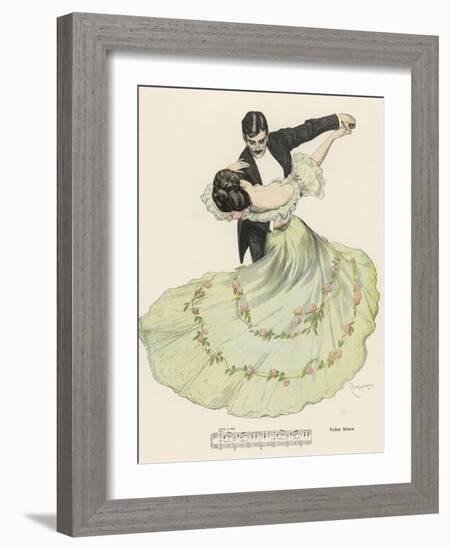 Valse Bleue, Her Wide Skirt Swirls Gracefully as Her Partner Leads Her Through a Passionate Waltz-Ferdinand Von Reznicek-Framed Photographic Print