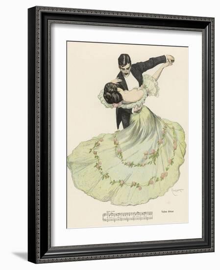 Valse Bleue, Her Wide Skirt Swirls Gracefully as Her Partner Leads Her Through a Passionate Waltz-Ferdinand Von Reznicek-Framed Photographic Print