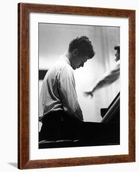 Van Cliburn, at Piano Rehearsing for Tchaikovsky Competition, Carnegie Hall-Alfred Eisenstaedt-Framed Premium Photographic Print