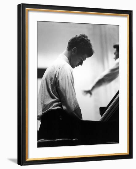 Van Cliburn, at Piano Rehearsing for Tchaikovsky Competition, Carnegie Hall-Alfred Eisenstaedt-Framed Premium Photographic Print