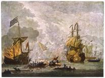 Capt Kempthorn in "Mary Rose" Defeats Seven Algerian Men-Of- War-Van De Velde-Art Print