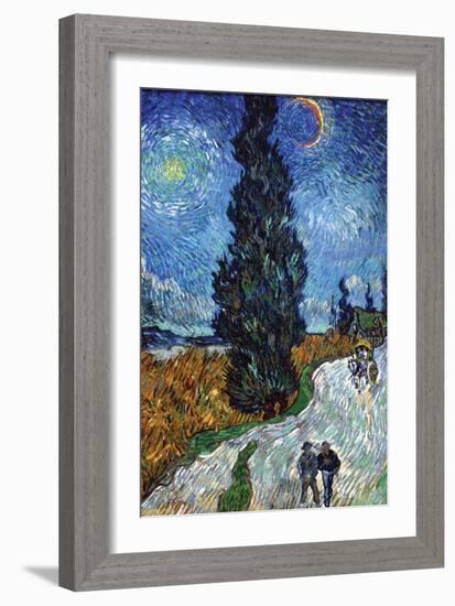 Van Gogh - Country Road in Provence by Night-Vincent van Gogh-Framed Premium Giclee Print