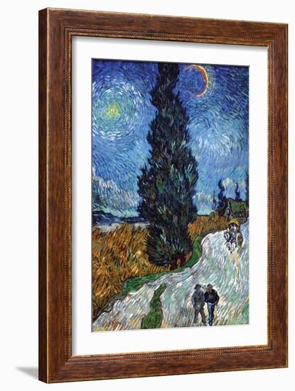 Van Gogh - Country Road in Provence by Night-Vincent van Gogh-Framed Premium Giclee Print