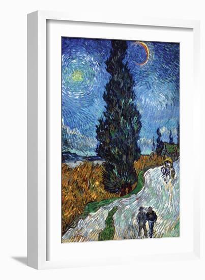 Van Gogh - Country Road in Provence by Night-Vincent van Gogh-Framed Premium Giclee Print